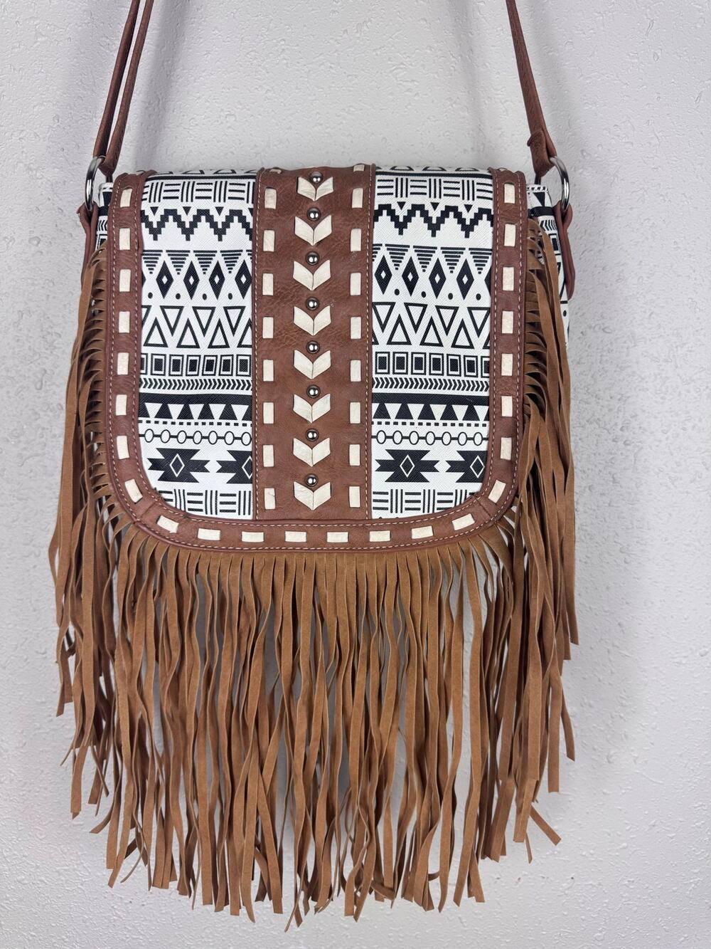 Black & White Western Tassel Purse
